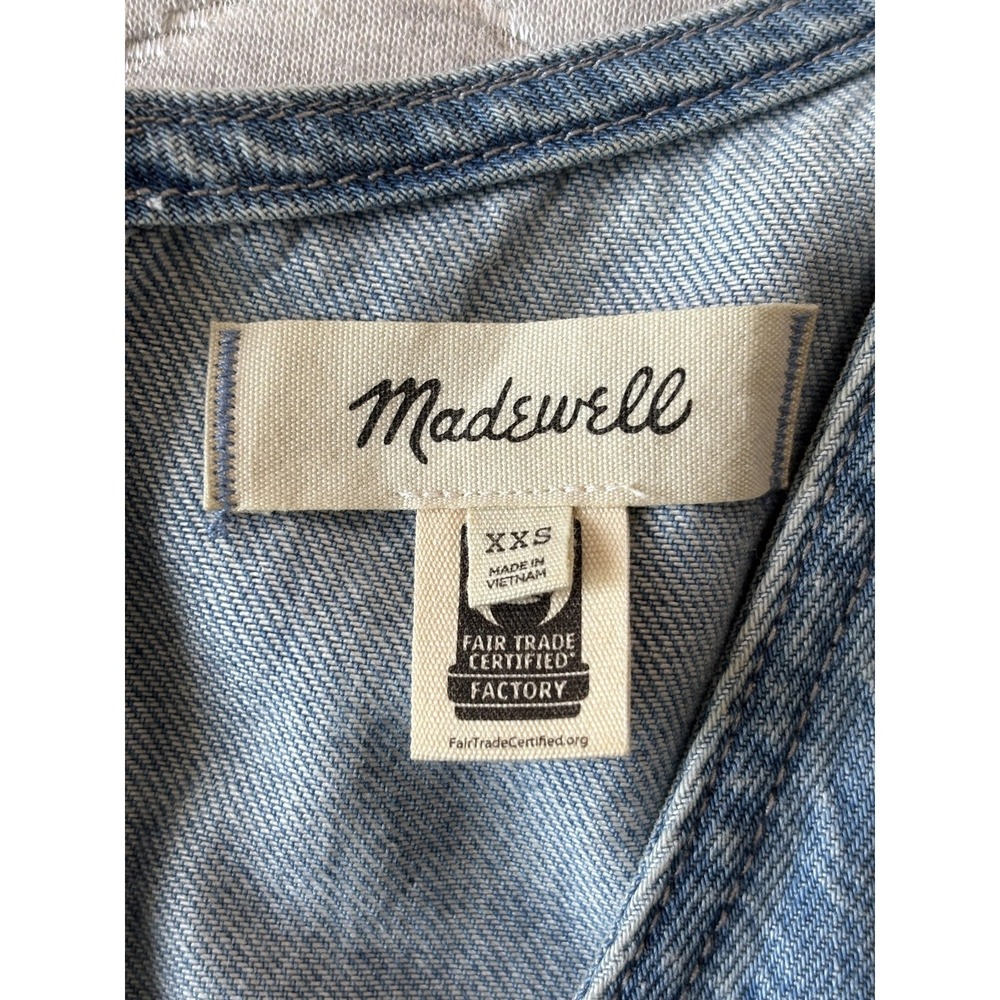 Madewell Dress Womens XXS Blue Denim V Neck Sleeveless Mini Sundress Summer - Picture 3 of 6